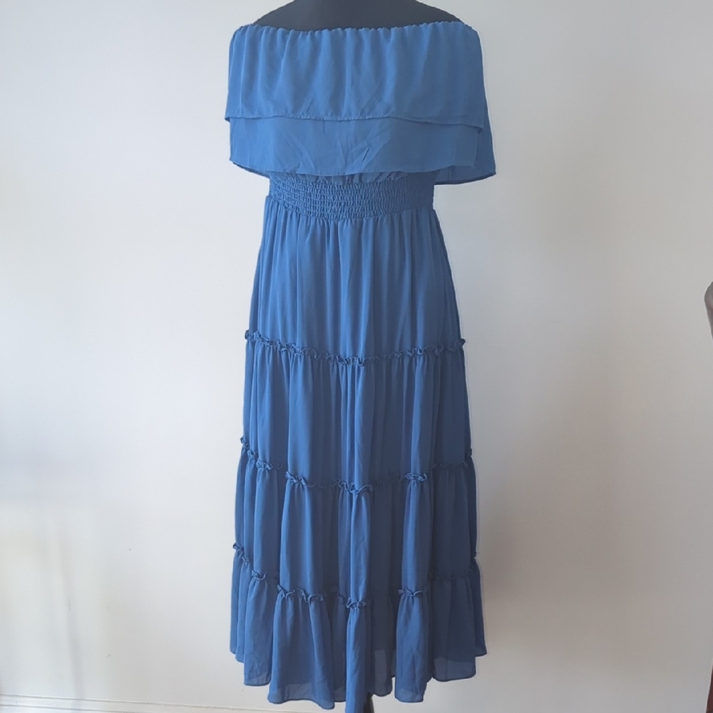 1. State Strapless Blue Maxi Dress Size Large